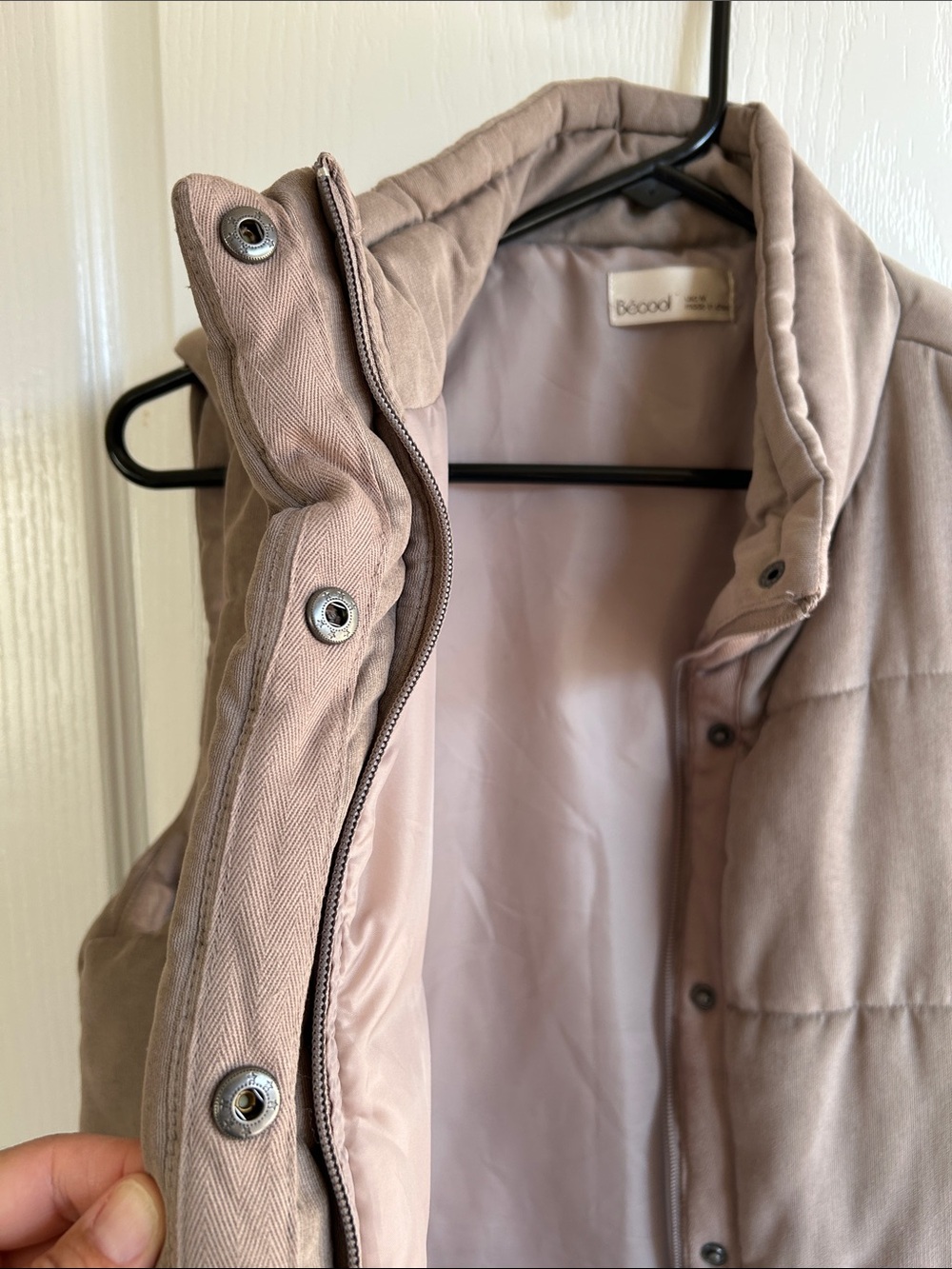 BE COOL Taupe Quilted Puffer Vest with High Collar - Picture 2 of 5